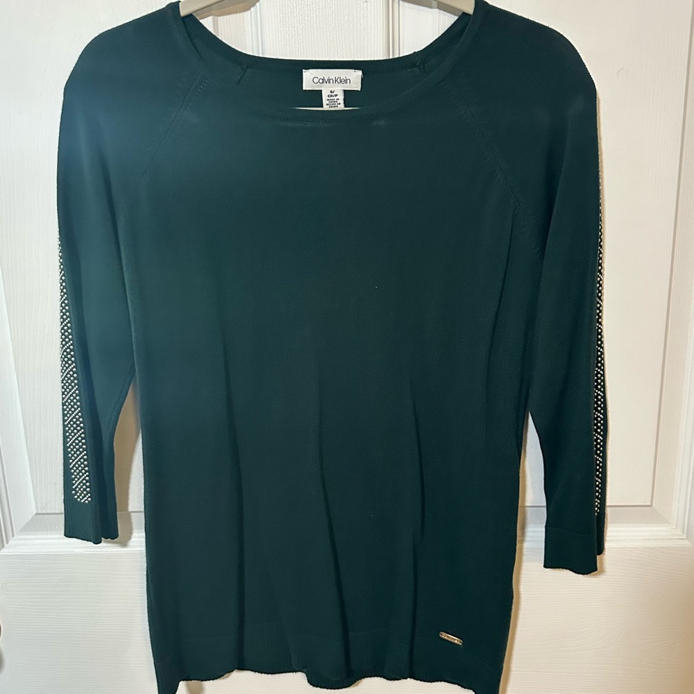 Calvin Klein Women's Dark Green 3/4 Sleeve Top Size Small